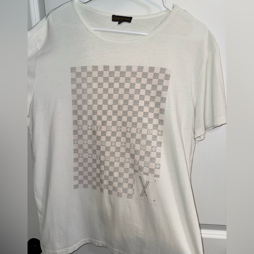 Louis Vuitton White Checkered Short Sleeve Tee